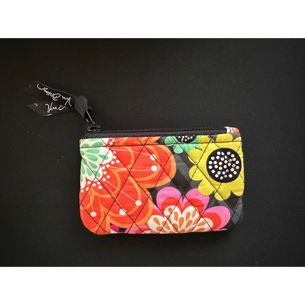 Vera Bradley Quilted Cotton Floral Zip ID Case Wallet Coin Purse Multi-Color